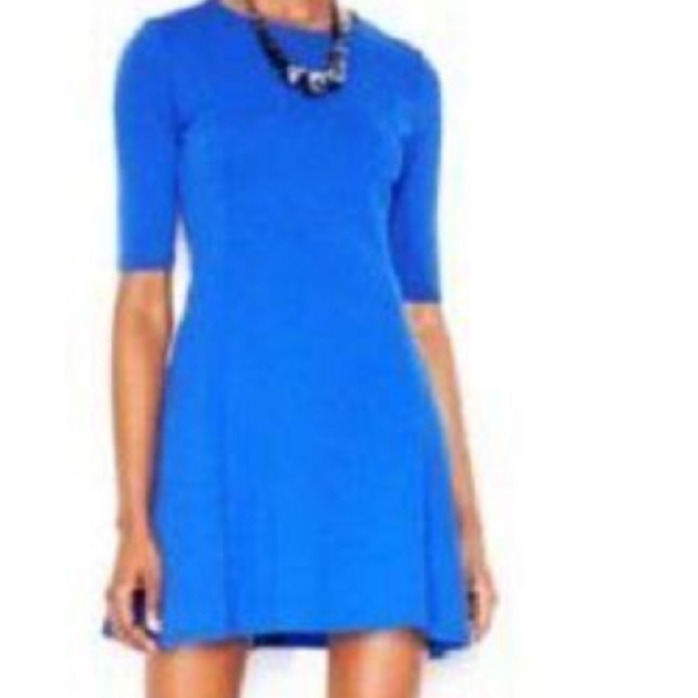 Bar III short sleeved flared blue sapphire dress